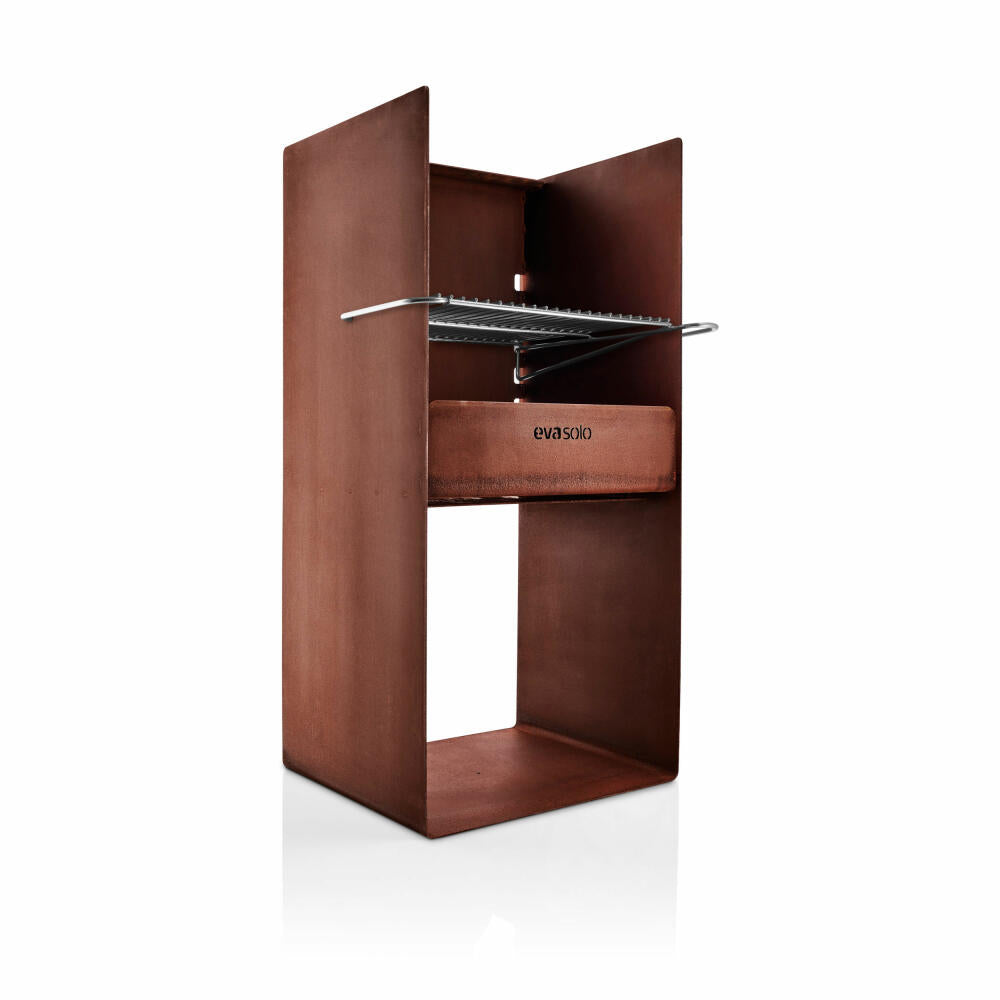 Eva Solo FireSpot Grill, Feuerschale, Holzkohlegrill, Holzkohle, Gartengrill, Feuerstelle, Cortenstahl / Edelstahl, 38 x 43 x 90 cm, 571145
