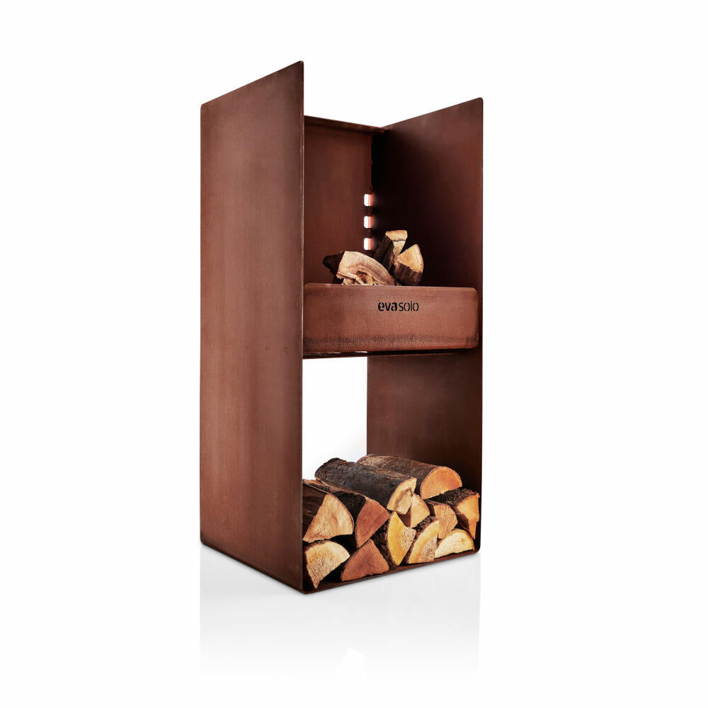 Eva Solo FireSpot Grill, Feuerschale, Holzkohlegrill, Holzkohle, Gartengrill, Feuerstelle, Cortenstahl / Edelstahl, 38 x 43 x 90 cm, 571145