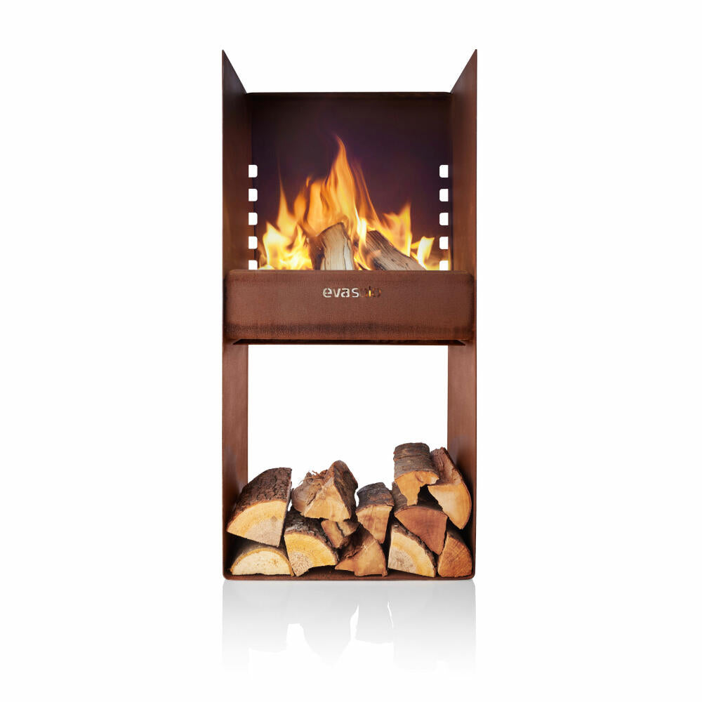 Eva Solo FireSpot Grill, Feuerschale, Holzkohlegrill, Holzkohle, Gartengrill, Feuerstelle, Cortenstahl / Edelstahl, 38 x 43 x 90 cm, 571145