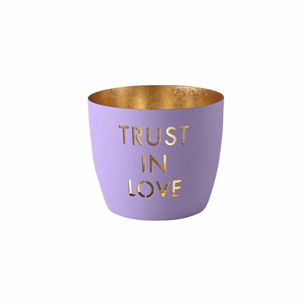 Gift Company Windlicht Madras Trust in love M, Teelichthalter, Kerzenhalter, Eisen, Lila / Gold, H 8.5 cm, 1171804014