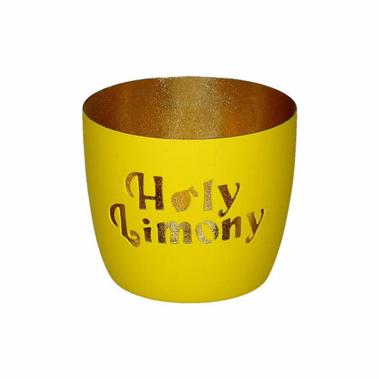Gift Company Windlicht Madras M, Holy Limony, Teelichthalter, Kerzenhalter, Eisen, Neon Gelb / Gold, H 8.5 cm, 1210604086