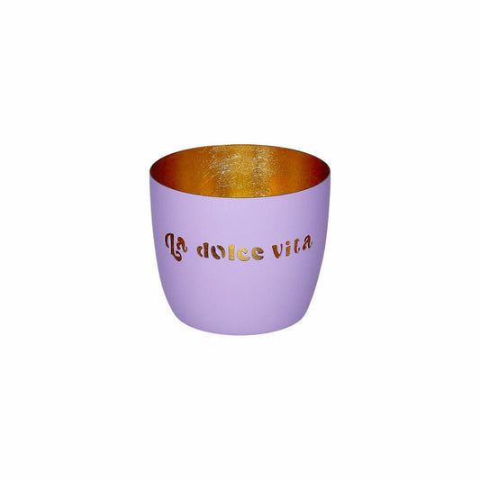 Gift Company Windlicht Madras M, La dolce vita, Teelichthalter, Kerzenhalter, Eisen, Lila / Gold, H 8.5 cm, 1210704014