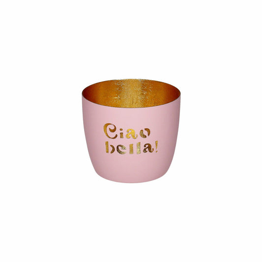 Gift Company Windlicht Madras M, Ciao bella!, Teelichthalter, Kerzenhalter, Eisen, Rosa / Gold, H 8.5 cm, 1210904012