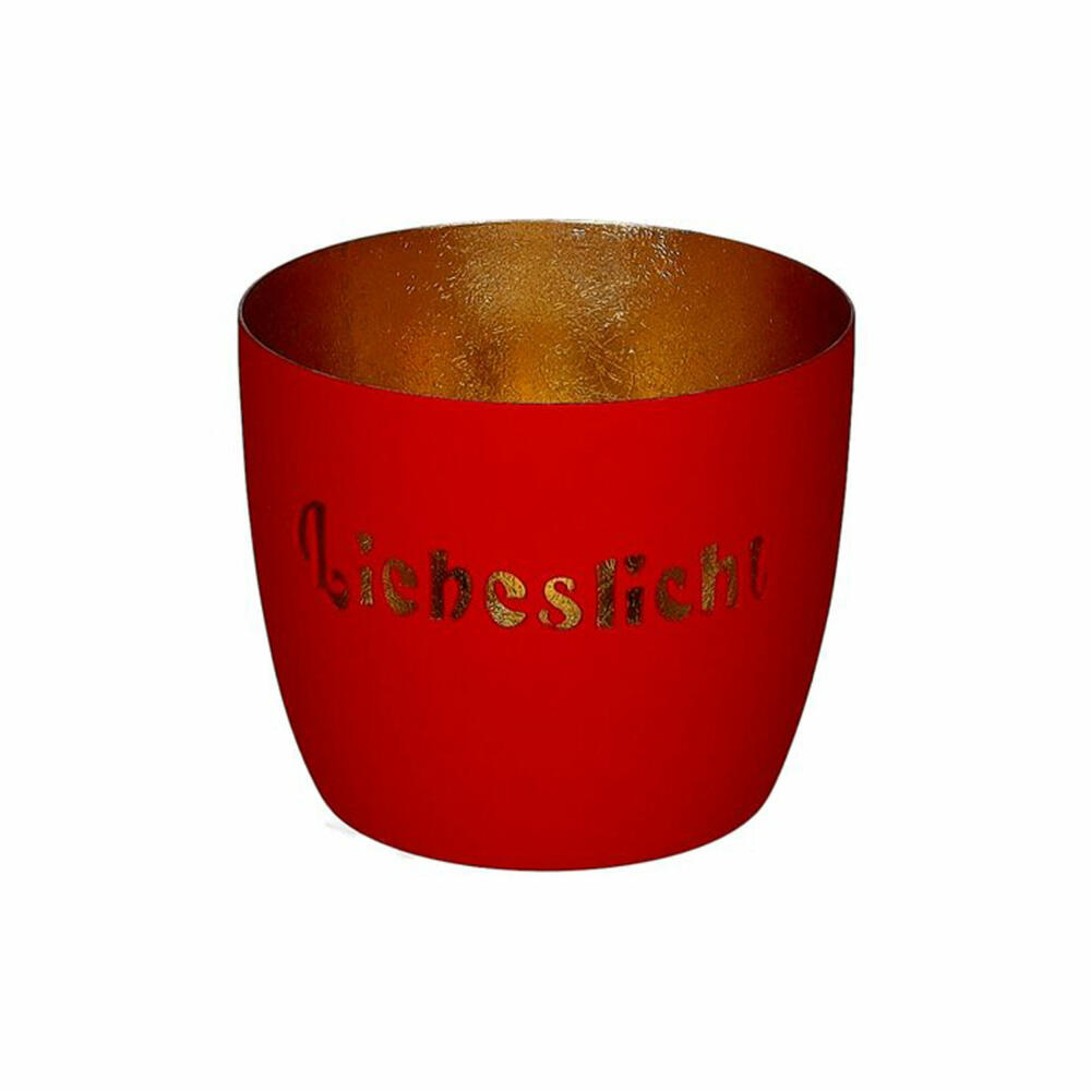 Gift Company Windlicht Madras M, Liebeslicht, Teelichthalter, Kerzenhalter, Eisen, Rot / Gold, H 8.5 cm, 1211204083