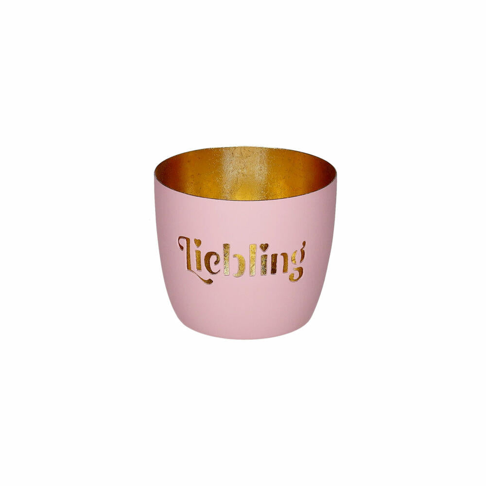 Gift Company Windlicht Madras M, Liebling, Teelichthalter, Kerzenhalter, Eisen, Rosa / Gold, H 8.5 cm, 1211504012