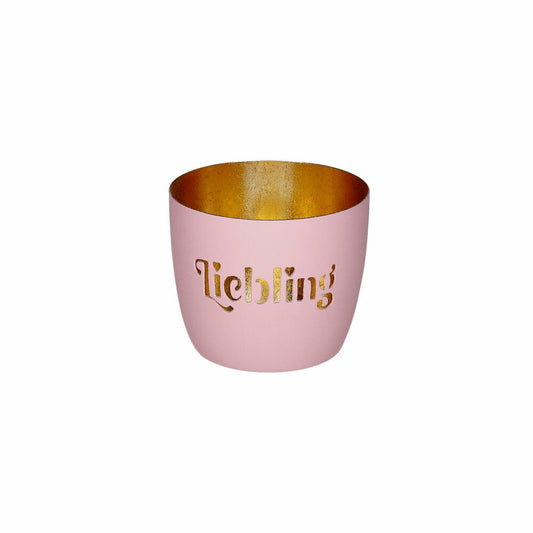 Gift Company Windlicht Madras M, Liebling, Teelichthalter, Kerzenhalter, Eisen, Rosa / Gold, H 8.5 cm, 1211504012