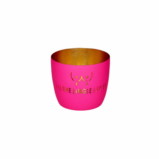 Gift Company Windlicht Madras M, All the jungle ladies, Teelichthalter, Kerzenhalter, Eisen, Hot Pink / Gold, H 8.5 cm, 1211704013