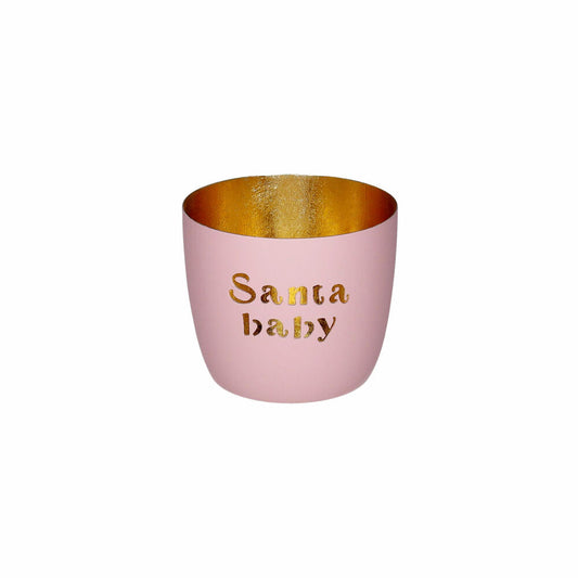 Gift Company Windlicht Madras M, Santa baby, Teelichthalter, Kerzenhalter, Eisen, Rosa / Gold, H 8.5 cm, 1211904013