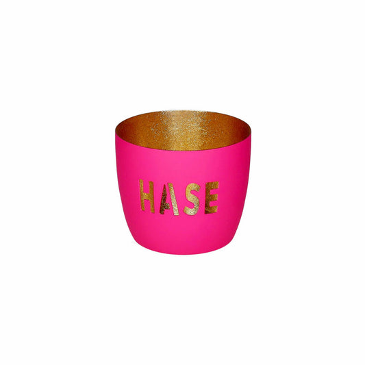 Gift Company Windlicht Madras M, Hase, Teelichthalter, Kerzenhalter, Eisen, Hot Pink / Gold, H 8.5 cm, 1212304013