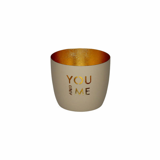 Gift Company Windlicht Madras M, You and Me, Teelichthalter, Kerzenhalter, Eisen, Sandstone / Gold, H 8.5 cm, 1212404029