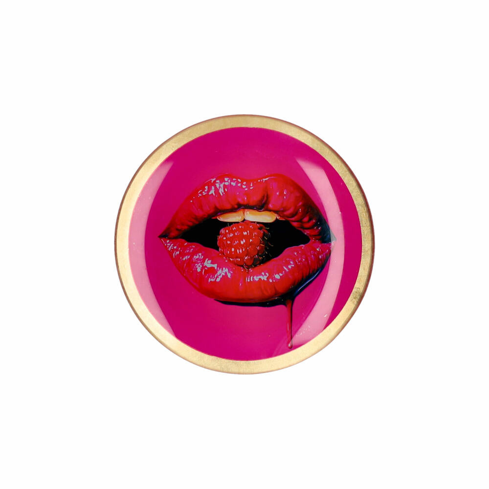 Gift Company Glasteller Love Plates M, Mund, Dekoteller, Ablage, Glas, Pink, , Ø 13 cm, 1213004013