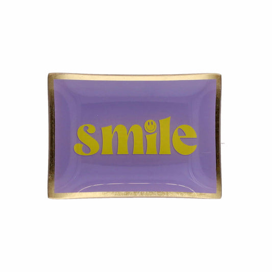 Gift Company Glasteller Love Plates M, Smile, Dekoteller, Ablage, Glas, Lila / Gelb, , 10 x 14.2 cm, 1213504014