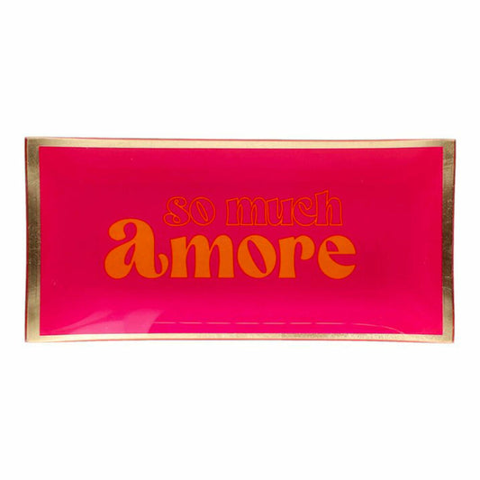 Gift Company Glasteller Love Plates L, So much amore, Dekoteller, Ablage, Glas, Neon Pink, 10 x 21 cm, 1213805082