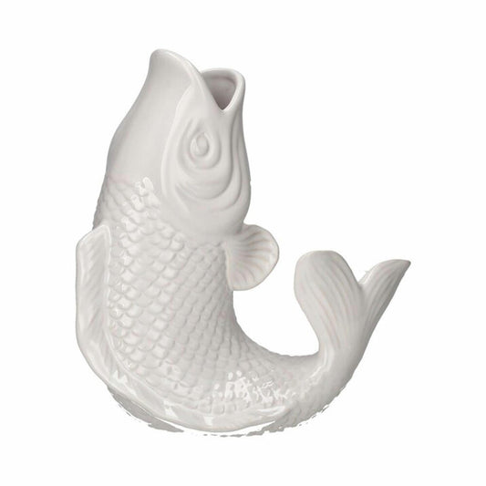 Gift Company Vase Mamsell Koi S, Dekovase in Fisch-Form, Steingut, Weiß, H 25 cm, 1214303001
