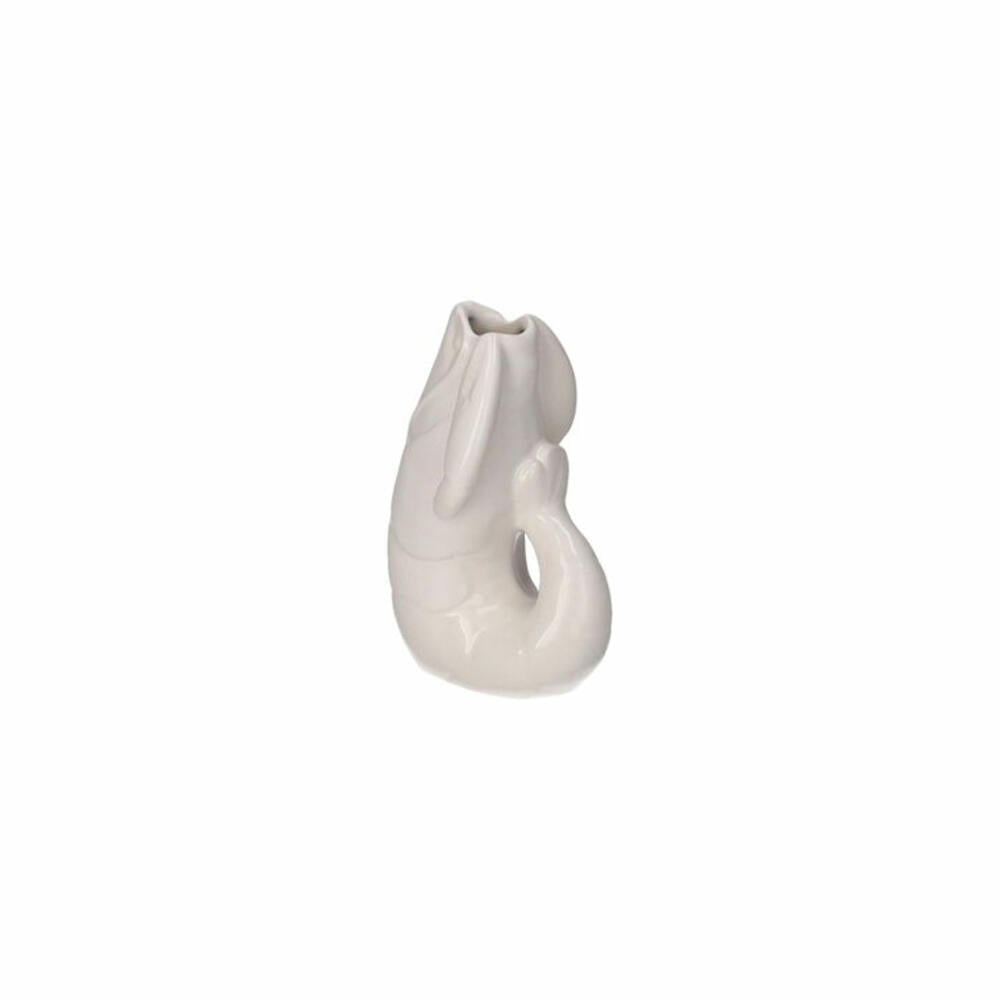 Gift Company Vase Madame Crevette XS, Dekovase in Hummer-Form, Steingut, Weiß, H 14 cm, 1214502001