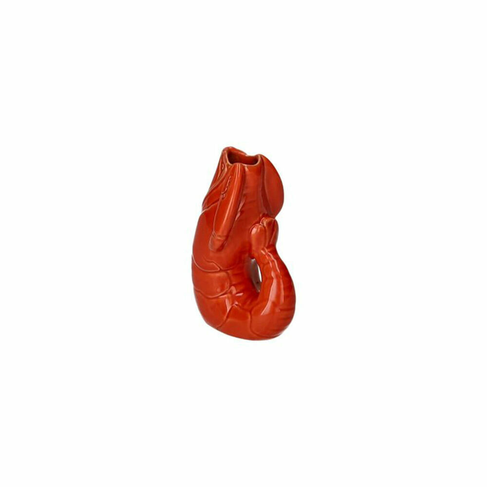 Gift Company Vase Madame Crevette XS, Dekovase in Hummer-Form, Steingut, Orangerot, H 14 cm, 1214502003