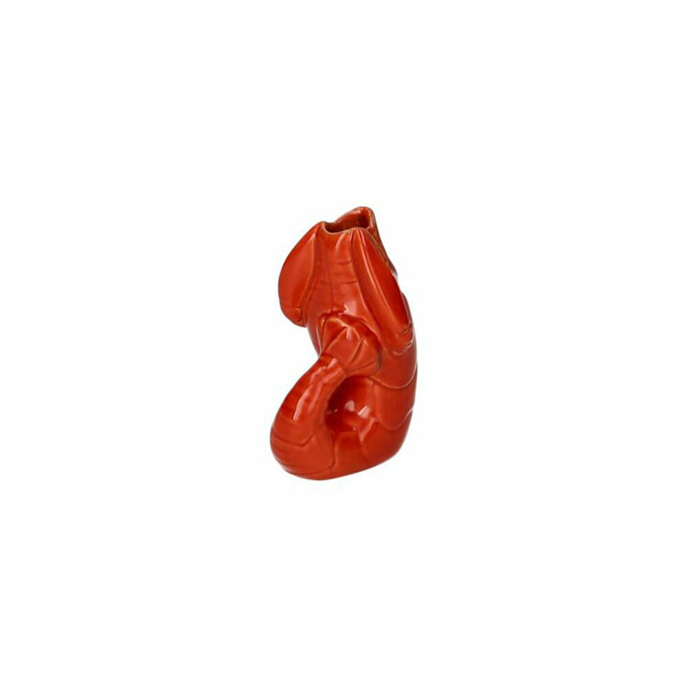 Gift Company Vase Madame Crevette XS, Dekovase in Hummer-Form, Steingut, Orangerot, H 14 cm, 1214502003