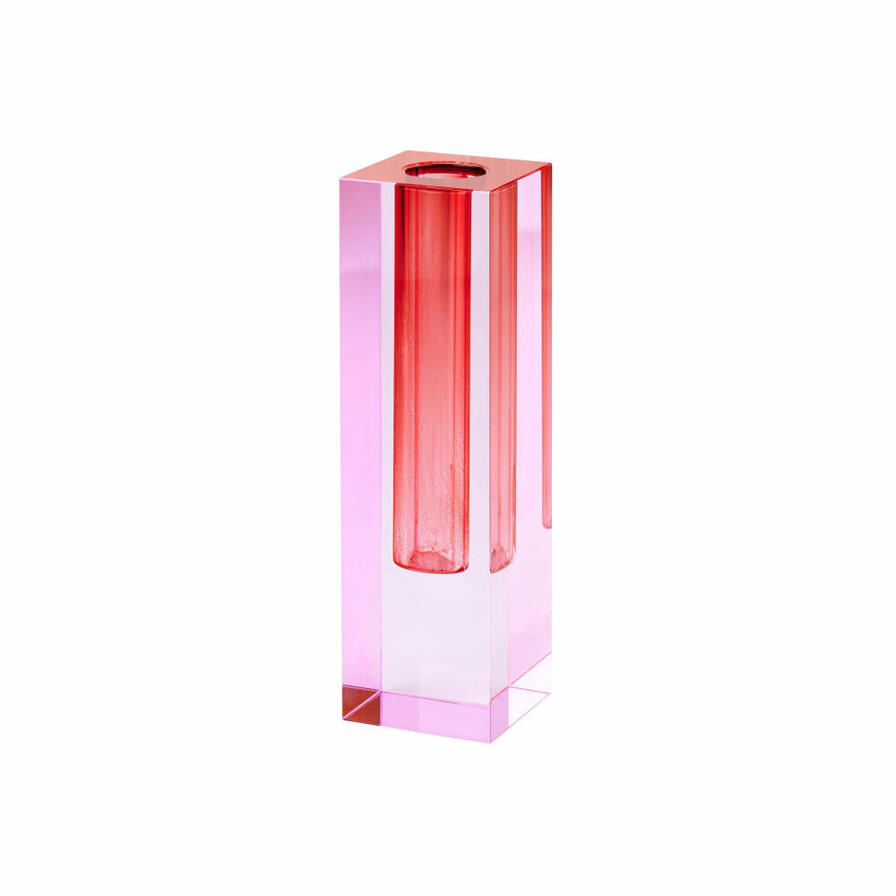 Gift Company Vase Sari, Decorative Vase, Flower Vase, Crystal Glass, Pink, Red, 17 cm, 1097104013