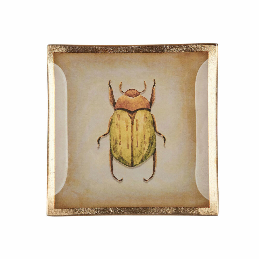 Gift Company Glass Plate Love Plates Beetle S, Decorative Plate, Bowl, Glass, Taupe, Gold, 10 x 10 cm, 17003018