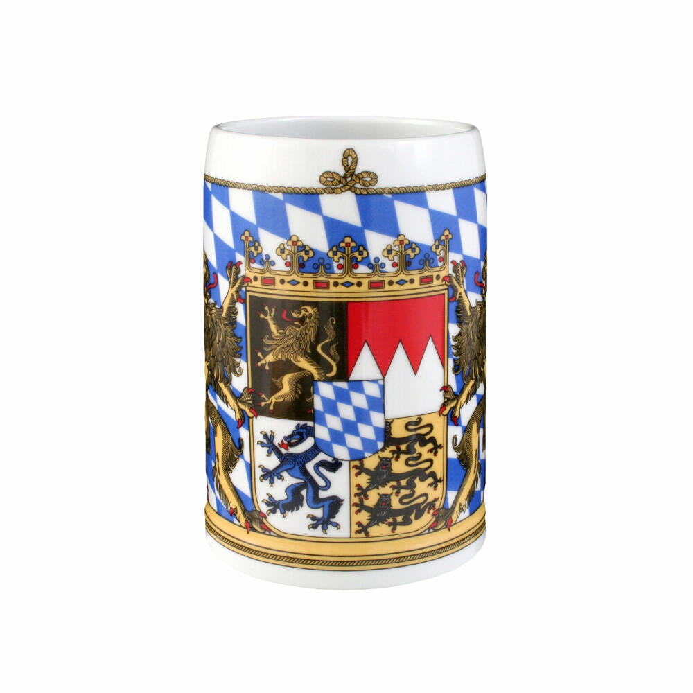 Seltmann Weiden Bierkrug ohne Deckel Compact Bayern, Maßkrug, Porzellan, Bunt, 740 ml, 001.617235