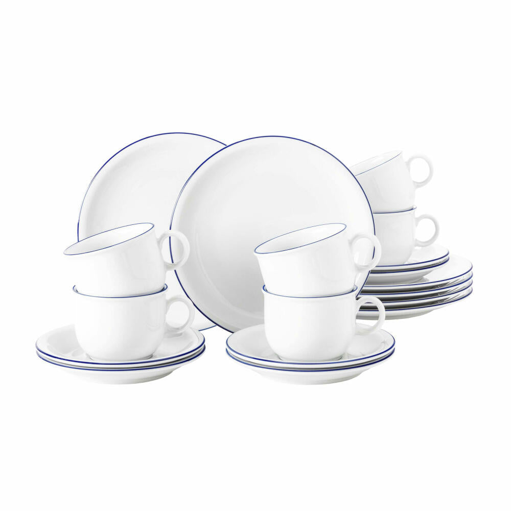Seltmann Weiden Compact Blaurand coffee service, tableware set, service, tableware set, porcelain, blue, 18 pcs., 1718893