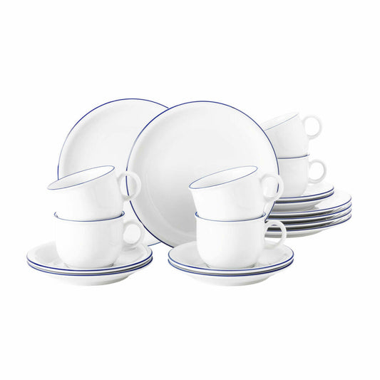 Seltmann Weiden Compact Blaurand Kaffeeservice, Geschirrset, Service, Geschirr Set, Porzellan, Blau, 18-tlg., 1718893