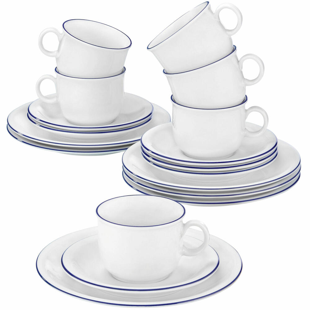 Seltmann Weiden Compact Blaurand coffee service, tableware set, service, tableware set, porcelain, blue, 18 pcs., 1718893
