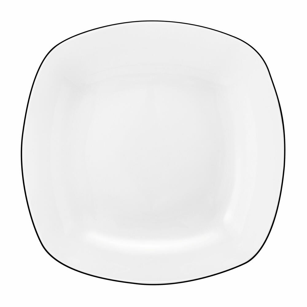Seltmann Weiden Lido soup plate square, plate, dinner plate, porcelain, Black Line, 21 cm, 001.750529