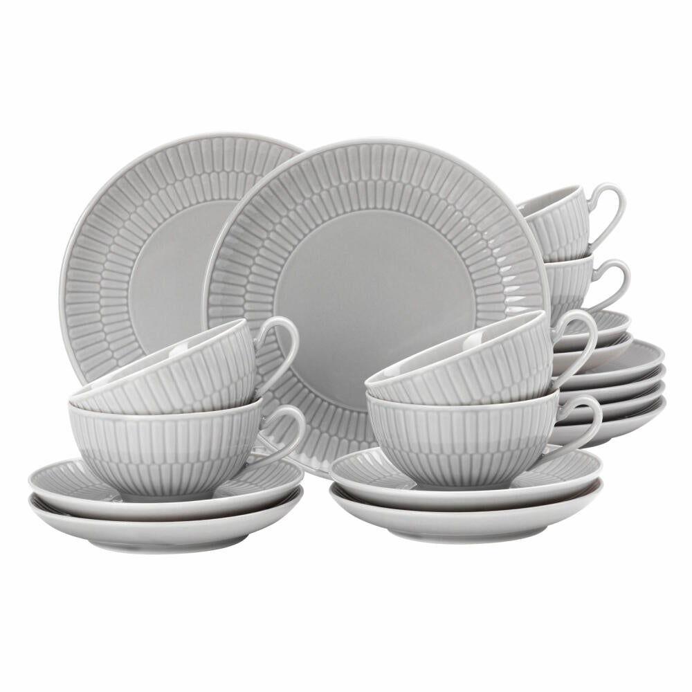 Seltmann Weiden Teeservice 18-tlg. klein Amina Silbergrau, Geschirr-Set, Porzellan, Grau, 001.774234