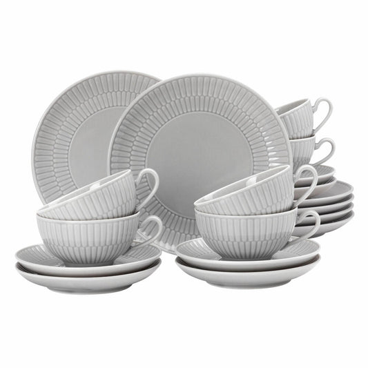 Seltmann Weiden Teeservice 18-tlg. klein Amina Silbergrau, Geschirr-Set, Porzellan, Grau, 001.774234