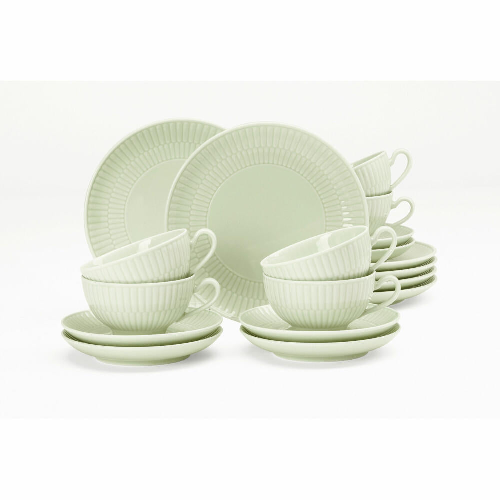 Seltmann Weiden Teeservice 18-tlg. klein Amina Seladon, Geschirr-Set, Porzellan, Grün, 001.774974