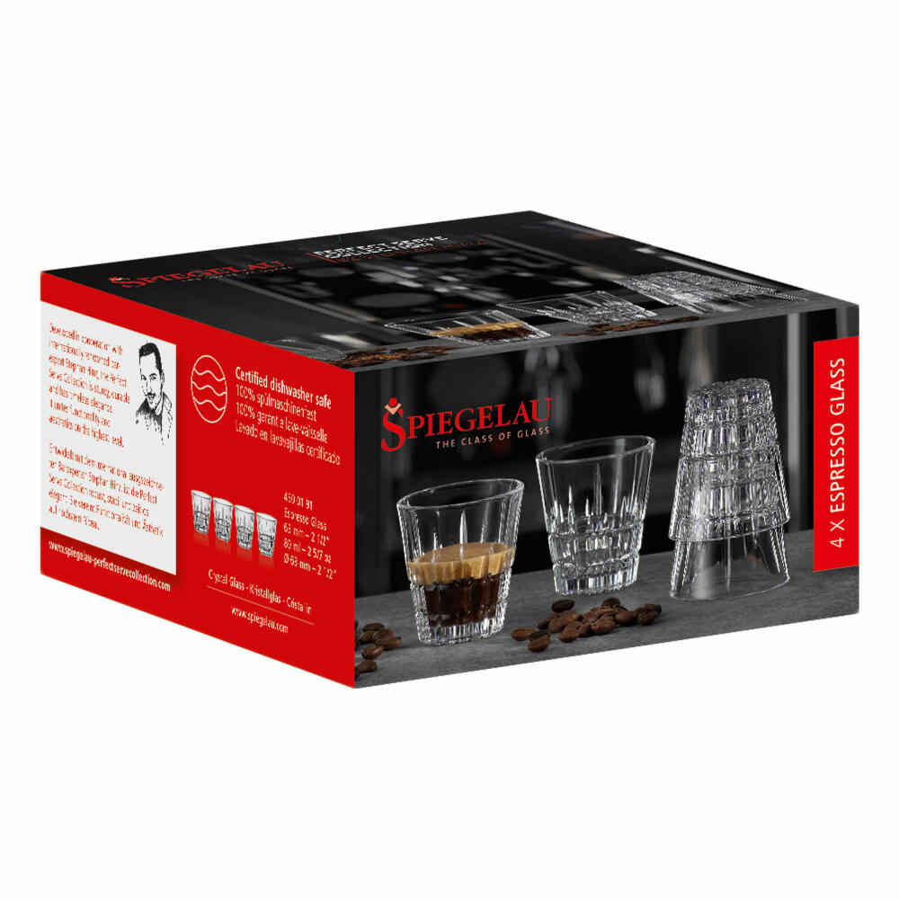 Spiegelau Perfect Serve Collection Perfect Espresso Glass, set of 4, espresso glass, coffee glass, drinking glass, crystal glass, 80 ml, 4500191