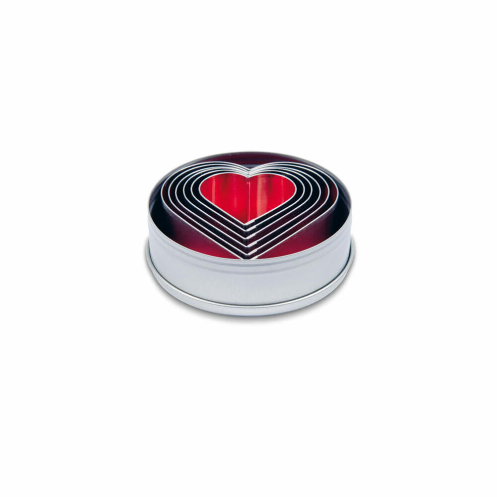 Städter cookie cutter hearts, 6 pcs., cookie cutter, cookie mold, biscuit, cookies, tinplate, 017016