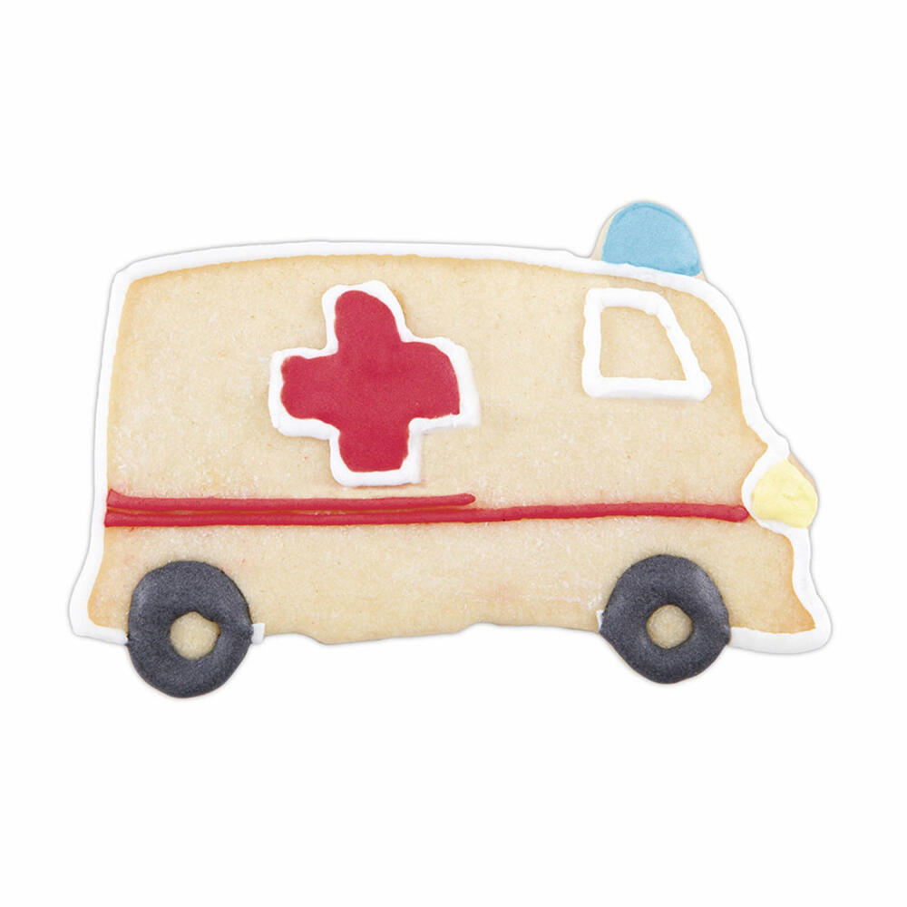 Städter Präge-Ausstecher Krankenwagen, Ausstechform, Plätzchenform, Keks, Plätzchen, Edelstahl, 8 cm, 048157