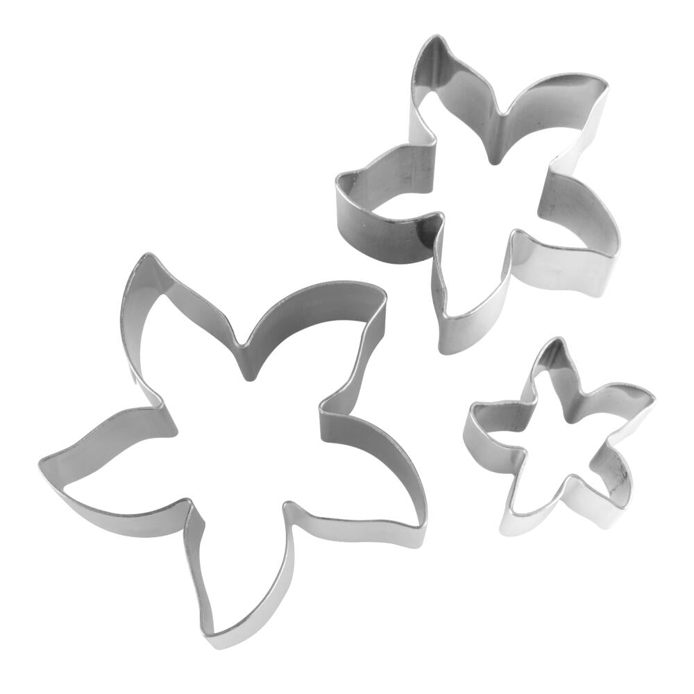 Städter Terrassen-Ausstecher Jasmin Blüte 3-tlg., Plätzchenausstecher, Keksausstecher, Ausstechform, Edelstahl, Silberfarben, 4 cm, 052291