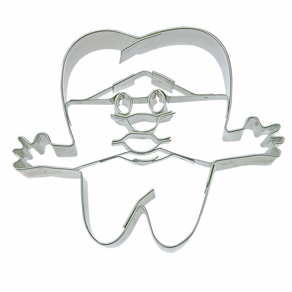Städter embossed cookie cutter tooth with face and hands, cookie cutter, cookie mold, biscuit, cookies, stainless steel, 7 cm, 057159