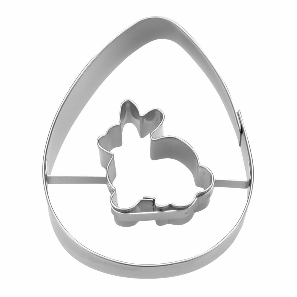 Städter cookie cutter egg with rabbit, cookie cutter, cookie mold, biscuit, cookies, stainless steel, 7 cm, 217201