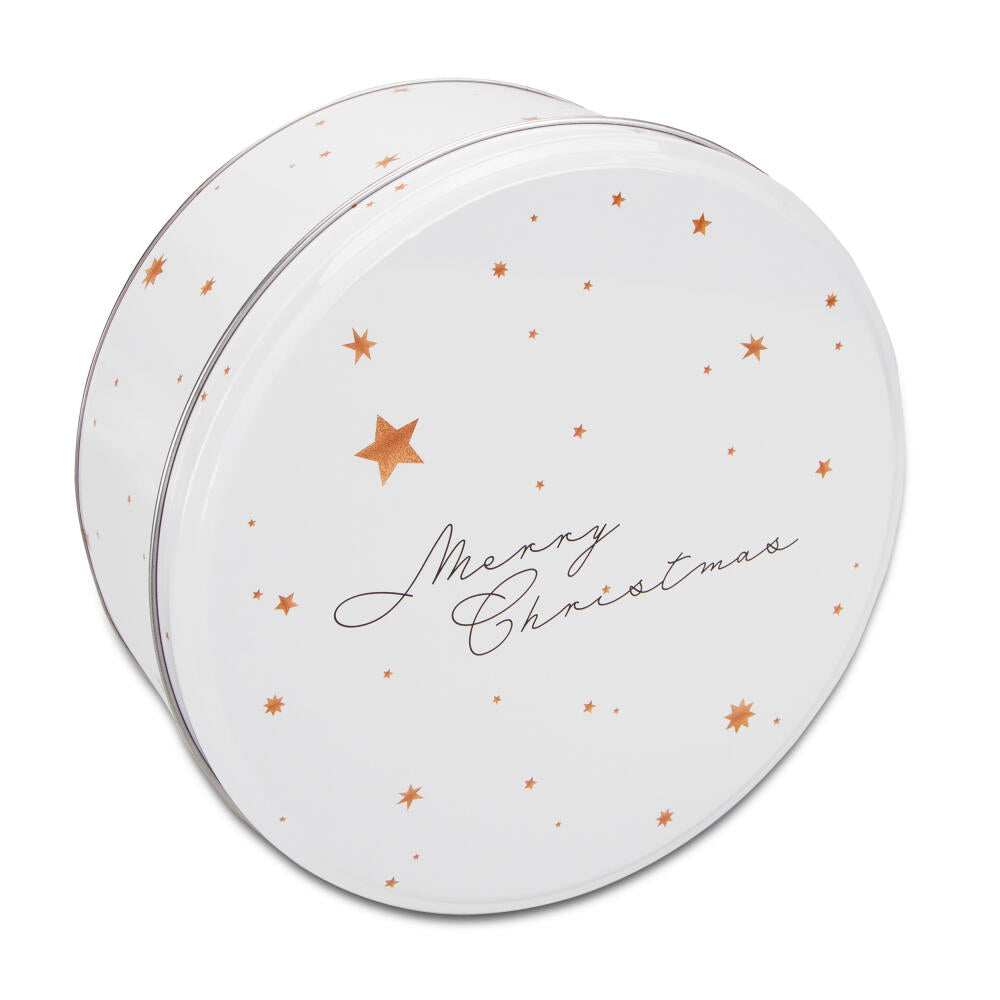 Städter Gebäckdose Merry Christmas Rund, Keksdose, Vorratsdose, Weißblech, Weiß, 22 cm, 710245