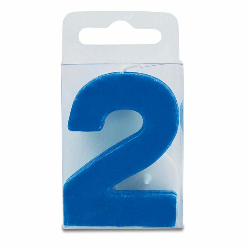 Städter Kerzen Ziffer 2, mit Halter, Zahl, Geburtstagskerzen, Kuchenkerzen, Geburtstag, Kerze, Blau, 4.5 cm, 910492