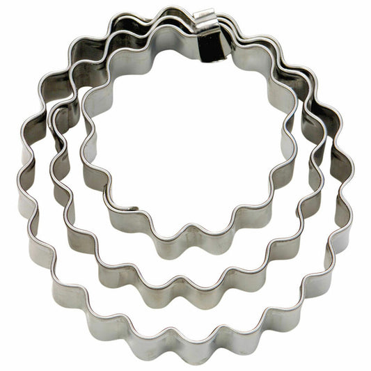 Städter Terrassen-Ausstecher Ring Set Gewellt, 3-tlg., Ausstechform, Plätzchenform, Keks, Plätzchen, Edelstahl, Ø 3.5 / 5 / 6 cm, 953766