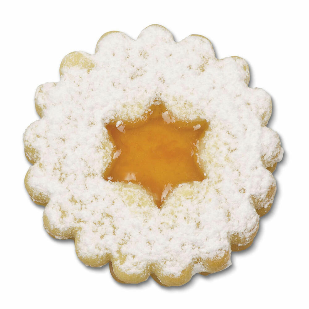 Städter Linzer-Ausstecher mit Auswerfer Linzer Stern, Ausstechform, Plätzchenform, Keks, Plätzchen, Edelstahl, Ø 4.8 cm, 954008