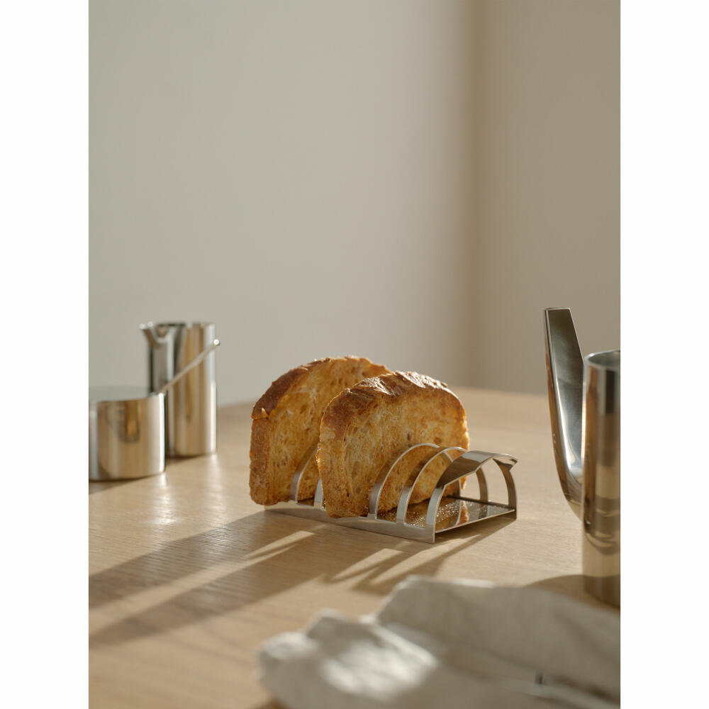 Stelton toast holder Arne Jacobsen, toast slice stand, stainless steel, silver, 15.8 cm, 013-1