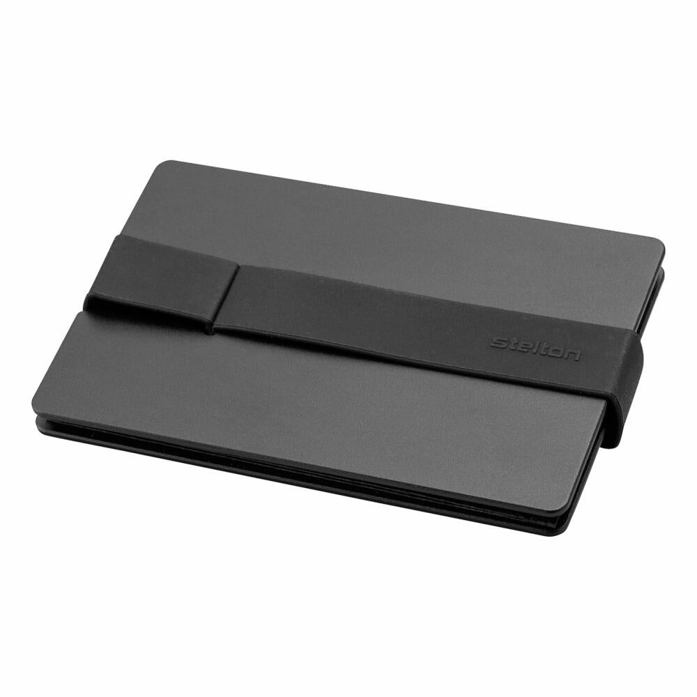 Stelton Companion card holder, card wallet, organizer, aluminum, silicone, black, 9 x 6 cm, 233