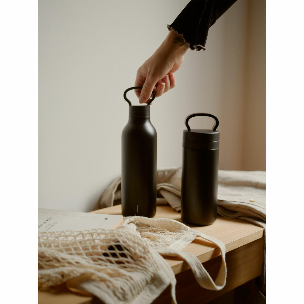 Stelton Thermobecher Tabi, Edelstahl, Kunststoff, Silikon, Black, 400 ml, 370