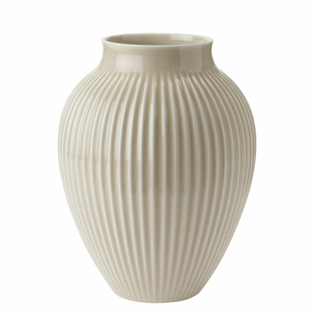 Knabstrup Vase Ripple, Dekovase, Blumenvase, Keramik, Sand, 27 cm, K1234-1