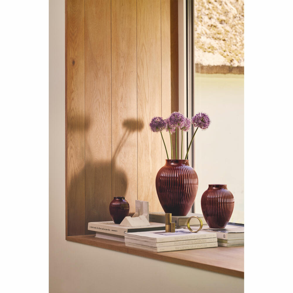 Knabstrup Vase Ripple, decorative vase, flower vase, ceramic, Berry, 27 cm, K1234-2
