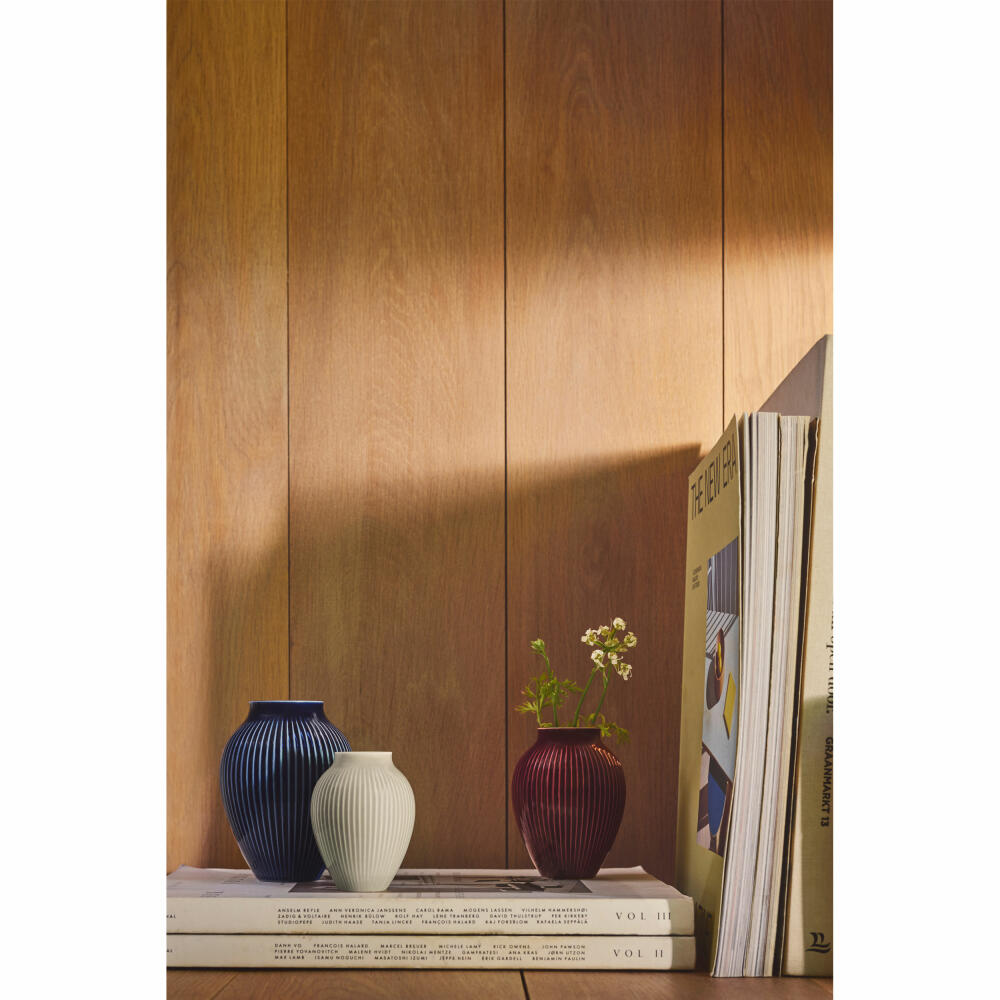 Knabstrup mini vases set Ripple 3-piece, ceramic, berry, sand, dark blue, 11 cm, K1243-1