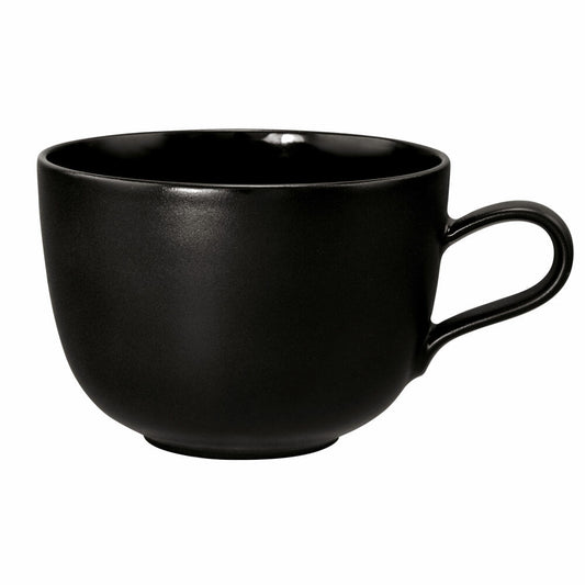 Seltmann Weiden Liberty Milchkaffeeobertasse, Milchkaffeetasse, Kaffeetasse, Kaffee Tasse, Porzellan, Velvet Black, 400 ml, 001.764290