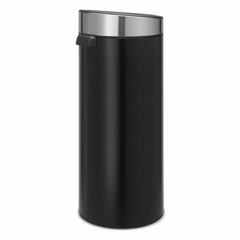 Brabantia Touch Bin, trash can, waste bin, wastepaper basket in matt black with fingerprint proof lid, 30 liters, 115448
