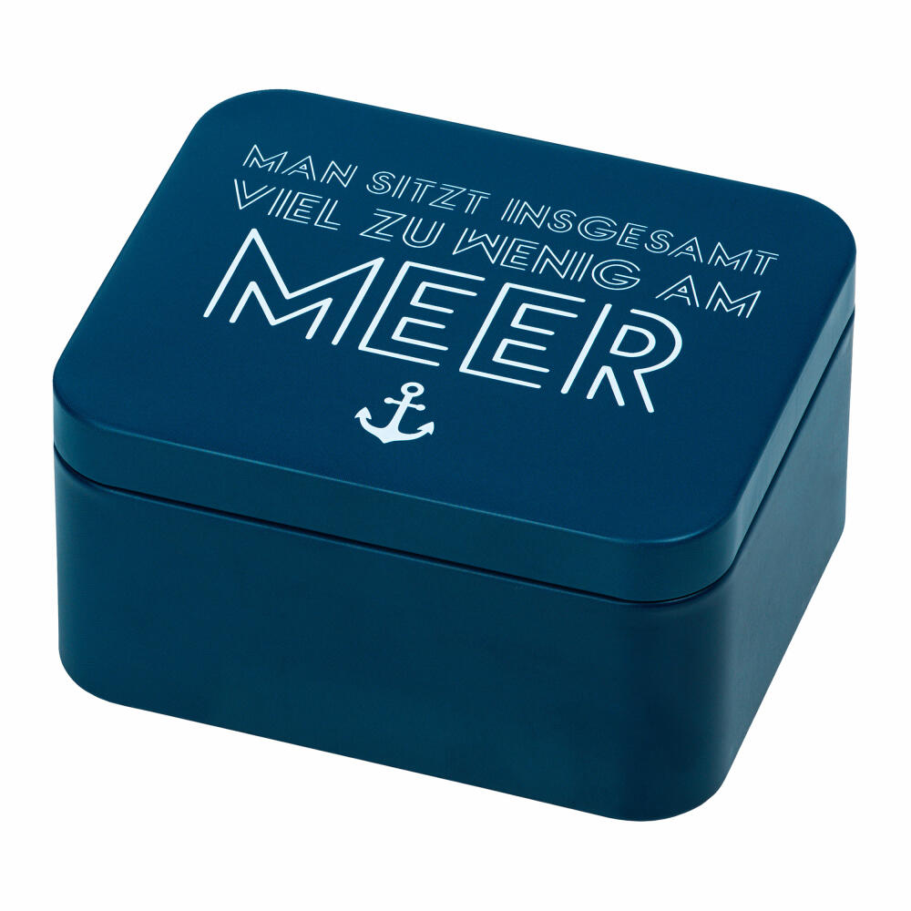 Birkmann Geschenkbox Am Meer, Blechdose, Geschenkdose, Box, Weißblech, Blau, 12 x 10 x 6 cm, 438217